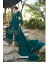 Teal Chinon Latest Party Wear Palazzo Suit