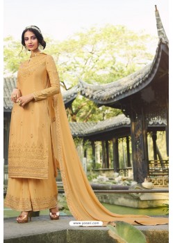 Golden Chinon Latest Party Wear Palazzo Suit