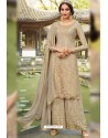 Beige Chinon Latest Party Wear Palazzo Suit