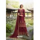 Maroon Chinon Latest Party Wear Palazzo Suit
