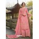Pink Chinon Latest Party Wear Palazzo Suit