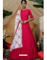 Rani Pink Diamond Georgette Party Wear Long Anarkali Gown
