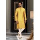 Yellow Jacquard Traditional Wear Kurta Pajama