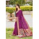 Purple Weaving Silk Jacquard Worked Designer Saree