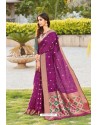 Purple Weaving Silk Jacquard Worked Designer Saree