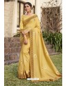 Yellow Soft Dola Silk Stone Worked Designer Saree