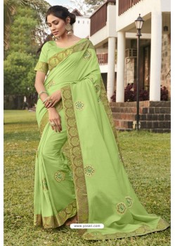 Green Soft Dola Silk Stone Worked Designer Saree