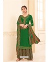 Dark Green Pure Crepe Party Wear Palazzo Suit