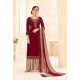 Maroon Pure Crepe Party Wear Palazzo Suit