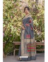 Grey Designer Classic Wear Weaving Zari Silk Saree