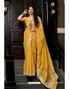 Yellow Designer Party Wear Silk Saree