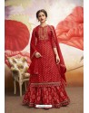 Red Latest Designer Heavy Rayon Suit