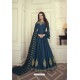 Navy Blue Heavy Maslin Silk Designer Anarkali Suit