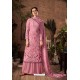 Light Pink Designer Pure Viscose Velvet Palazzo Suit
