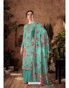 Aqua Mint Designer Pure Viscose Velvet Palazzo Suit