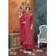 Red Heavy Faux Georgette Readymade Palazzo Suit