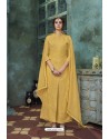 Yellow Heavy Faux Georgette Readymade Palazzo Suit
