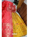 Red And Yellow Banarasi Silk Lehenga Choli