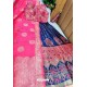 Hot Pink And Blue Banarasi Silk Lehenga Choli