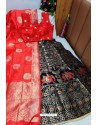 Red And Black Banarasi Silk Lehenga Choli