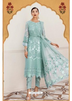 Aqua Blue Designer Georgette Pakistani Style Suit