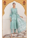 Aqua Blue Designer Georgette Pakistani Style Suit
