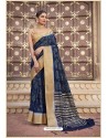 Navy Blue Designer Wear Cotton Silk Saree