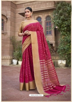 Rani Pink Designer Wear Cotton Silk Saree