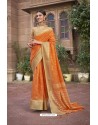 Orange Designer Wear Cotton Silk Saree