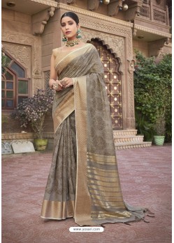 Grey Designer Wear Cotton Silk Saree