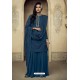 Peacock Blue Heavy Faux Georgette Designer Sharara Suit