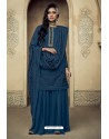 Peacock Blue Heavy Faux Georgette Designer Sharara Suit