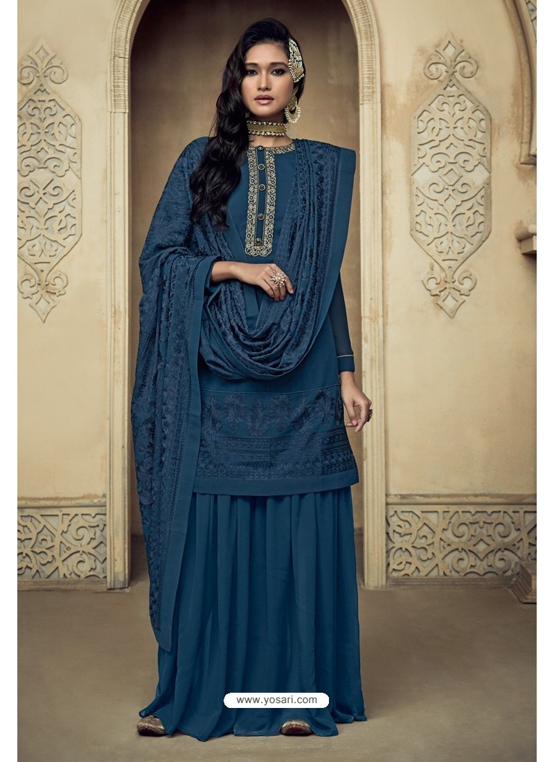 peacock colour sharara suit