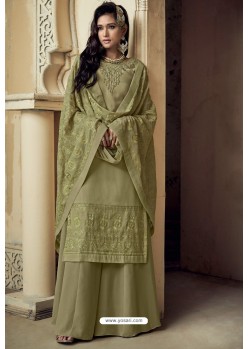 Olive Green Heavy Faux Georgette Designer Sharara Suit