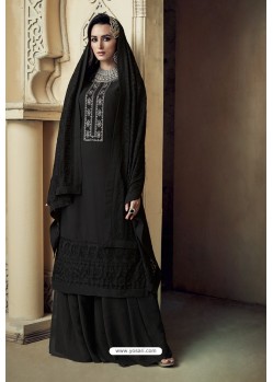 Black Heavy Faux Georgette Designer Sharara Suit