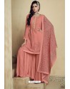 Peach Heavy Faux Georgette Designer Sharara Suit