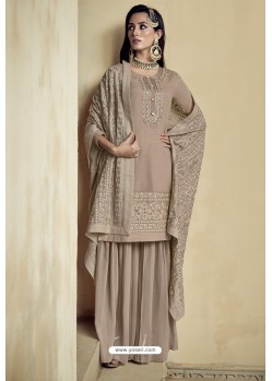 Light Beige Heavy Faux Georgette Designer Sharara Suit