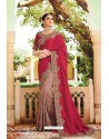 Red And Light Grey Vichitra Silk Designer Saree