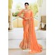 Orange Pure Dola Silk Designer Saree