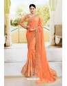 Orange Pure Dola Silk Designer Saree