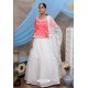 White And Hot Pink Net Embroidered Designer Lehenga Choli