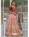 Pink And Red Designer Banarasi Silk Lehenga Choli