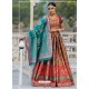 Rust And Red Designer Banarasi Silk Lehenga Choli