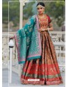 Rust And Red Designer Banarasi Silk Lehenga Choli