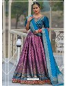 Violet And Blue Designer Banarasi Silk Lehenga Choli