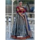 Grey And Maroon Designer Banarasi Silk Lehenga Choli