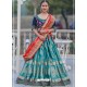 Turquoise And Blue Designer Banarasi Silk Lehenga Choli