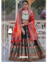 Dark Green Designer Banarasi Silk Lehenga Choli