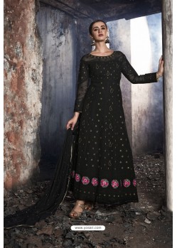 Black Heavy Designer Georgette Anarkali Suit