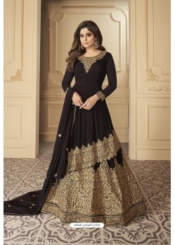 Black Real Georgette Heavy Designer Anarkali Suit